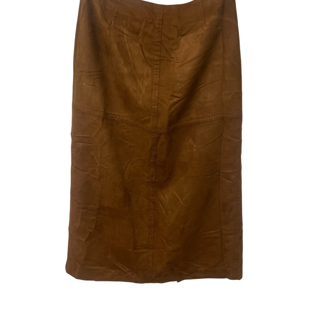 Vintage Ann Trinity Rich Brown Midi Skirt with slit western wear suede size 12